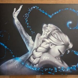 "Frozen" Elegant Black and Blue Art Print